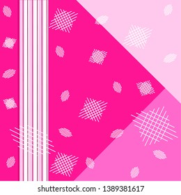 Pink cover with a drawing for a notebook. Design, abstraction. Flat geometric pattern, stripes. Template.Square format,vector.