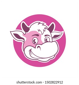 pink cow with cute character