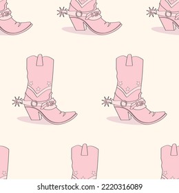 Pink Cowboy Cowgirl Boots Cute Trendy Y2K Seamless Pattern