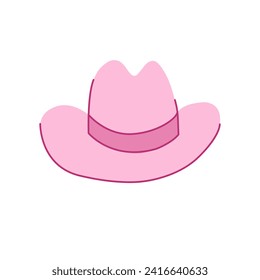 Pink cowboy hat. Cowgirl wild west elements groove style. Vector illustration