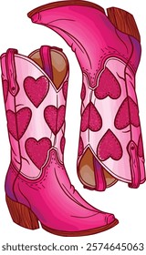 Pink Cowgirl Boots Happy Valentine