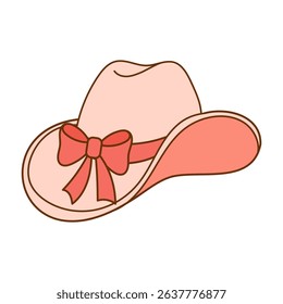 Pink Cowgirl Hat with Bow Illustration