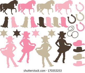 Pink Cowgirl Silhouettes