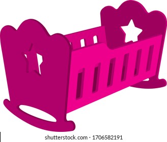 Dibujo de vectores de cuna rosada. La imagen prediseñada de la cuna roca