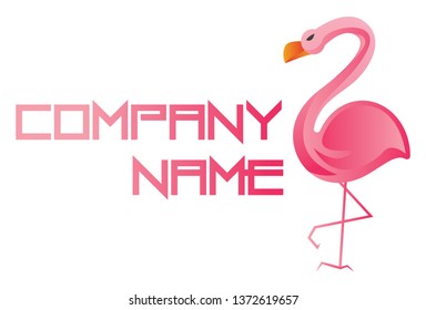Pink crane and blank space for text logo vector illustration on a white background