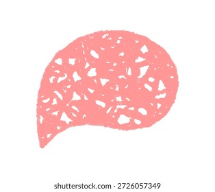 Bolha de bate-papo de giz de cera rosa em estilo de rabisco redondo orgânico. Elemento de mensagem de fala desenhado à mão com textura áspera para temas de conversa gráficos e de comunicação modernos. Conceito criativo e brincalhão.