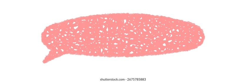 Burbuja de chat fluida de dibujo de crayón rosa se destaca con su forma de rectángulo orgánico y estilo de mensaje de conversación. Diálogo suave y mezcla de comentarios de voz en una ilustración para la comunicación de chat moderna