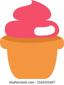 Pink cream cupcake, illustration, vector on a white background.