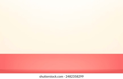 Pink and cream Studio background. Pink and cream Background Empty Room Studio with table. Space for selling products on the website. Vector illustration.