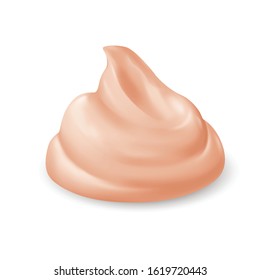 Pink Cream Texture Isolated on White Background. Facial Creme, Foam, Gel or Body Lotion Skincare Icon. Illustration Ice Cream Product Swatch