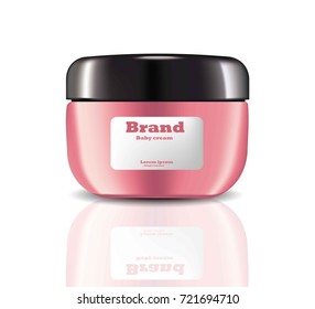 Pink cream Vector realistic cosmetics. Product package labels design