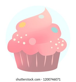 Pink creamy cupcake design vector