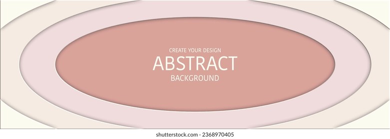 pink and creamy tone, 3d layer paper cut vector Illustration abstract horizontal background
