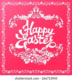 Pink creative Happy Easter greeting card