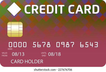 Pink credit card with multicolored blending squares pattern