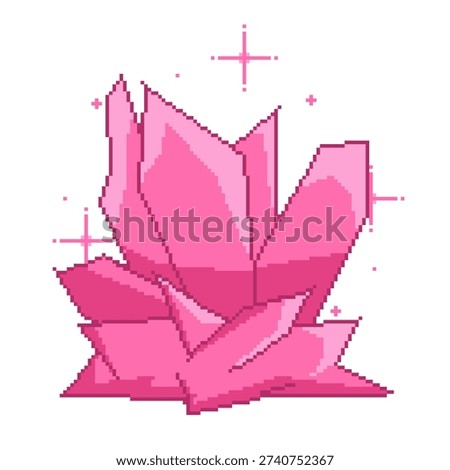 Pink Cristal Lumps with Spiky Base, Pixel Art Style Clipart