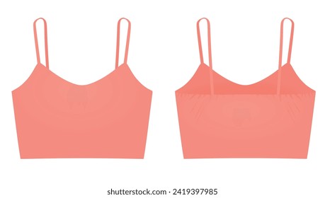 Pink  crop sleeveless t shirt. vector illustration