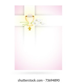 Pink Cross Design For First Communion