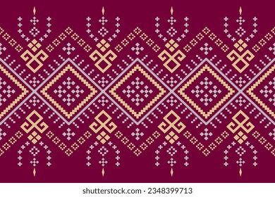 Pink Cross stitch colorful geometric traditional ethnic pattern Ikat seamless pattern border abstract design for fabric print cloth dress carpet curtains and sarong Aztec African Indian Indonesian 