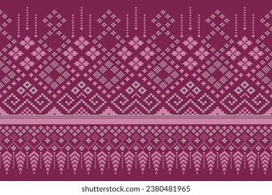 Pink Cross stitch colorful geometric traditional ethnic pattern Ikat seamless pattern border abstract design for fabric print cloth dress carpet curtains and sarong Aztec African Indian Indonesian