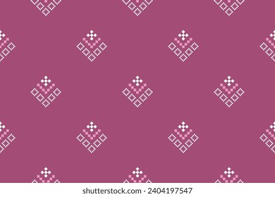 Pink Cross stitch colorful geometric traditional ethnic pattern Ikat seamless pattern border abstract design for fabric print cloth dress carpet curtains and sarong Aztec African Indian Indonesian