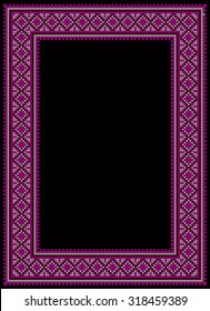 pink cross stitch frame vector, ethnic  pattern