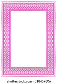 pink cross stitch frame vector, ethnic  pattern