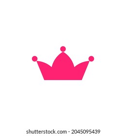 Pink crown icon isolated on white. Royal, luxury, vip, first class sign. Winner award. Monarchy, authority, power symbol.  Vector simple illustration. 