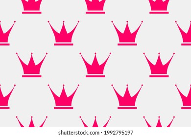 pink crown seamless pattern repeatable vector background.