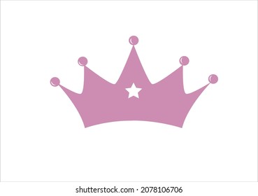 pink crown with star vector art design
