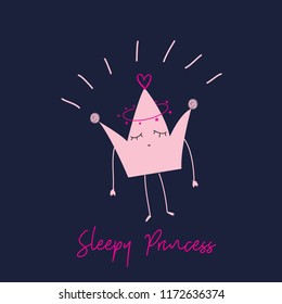 pink crown text star art vector 