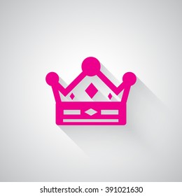 Pink Crown web icon on light grey background