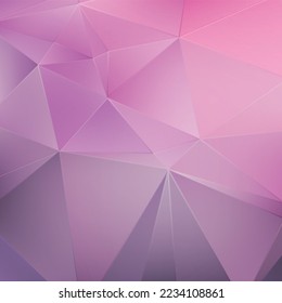 Fondo geométrico de cristal rosado. Resumen de fondo geométrico triangular vectorial polgonal de color rosa suave 