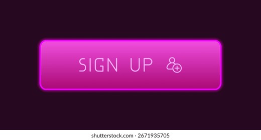 Pink CTA button with text: Sign up, user, UI design.