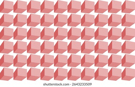 Pink cube 3D seamless repeat pattern, replete image design for fabric printing or wallpaper, blue abstract wall, checkerboard boxes