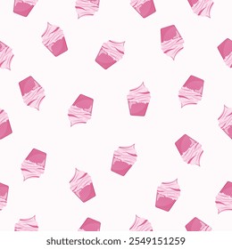 Pink cup cake pattern for cake shop,wrapping pattern,printing,design,background for cafetria,vector,illustration.