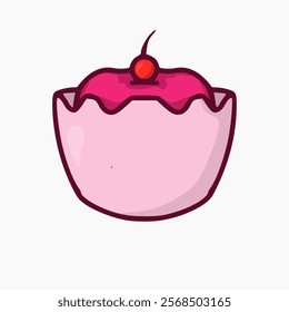 pink cup cake vector design on white background