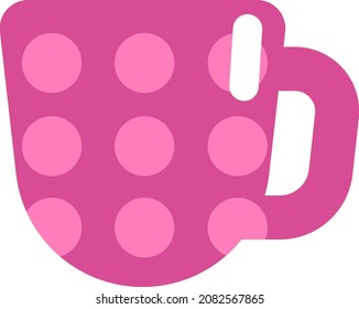 Pink cup with dots, illustration, vector, on a white background.