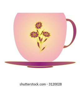 Pink cup with flowers