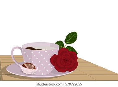 Pink cup and rose