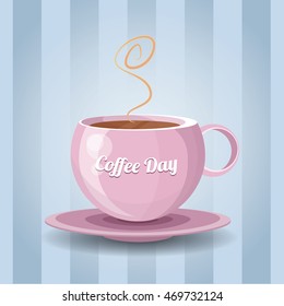 Pink cup of tasty coffee