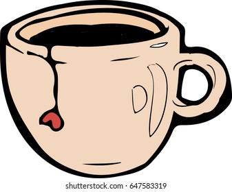 Pink cup with tea bag heart vector graphics