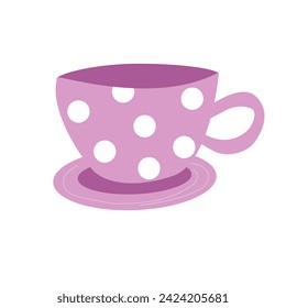 Pink cup of tea .Vector illustration on a white background
