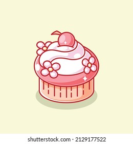 Pink cupcake with a cherry on the top