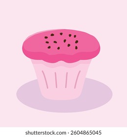a pink cupcake with pink colour