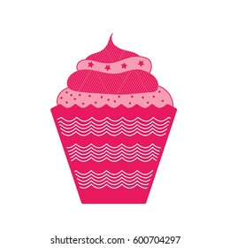 Pink cupcake with cream