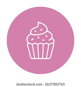 Pink cupcake delight icon sticker icon illustration element