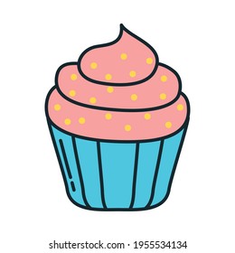 pink cupcake with dots sprinkles