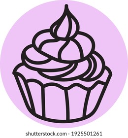 Pink cupcake, illustration, vector on white background.