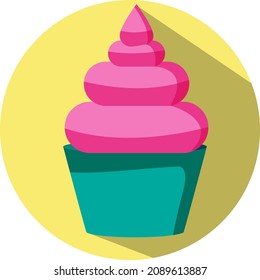 Pink cupcake, illustration, vector, on a white background.